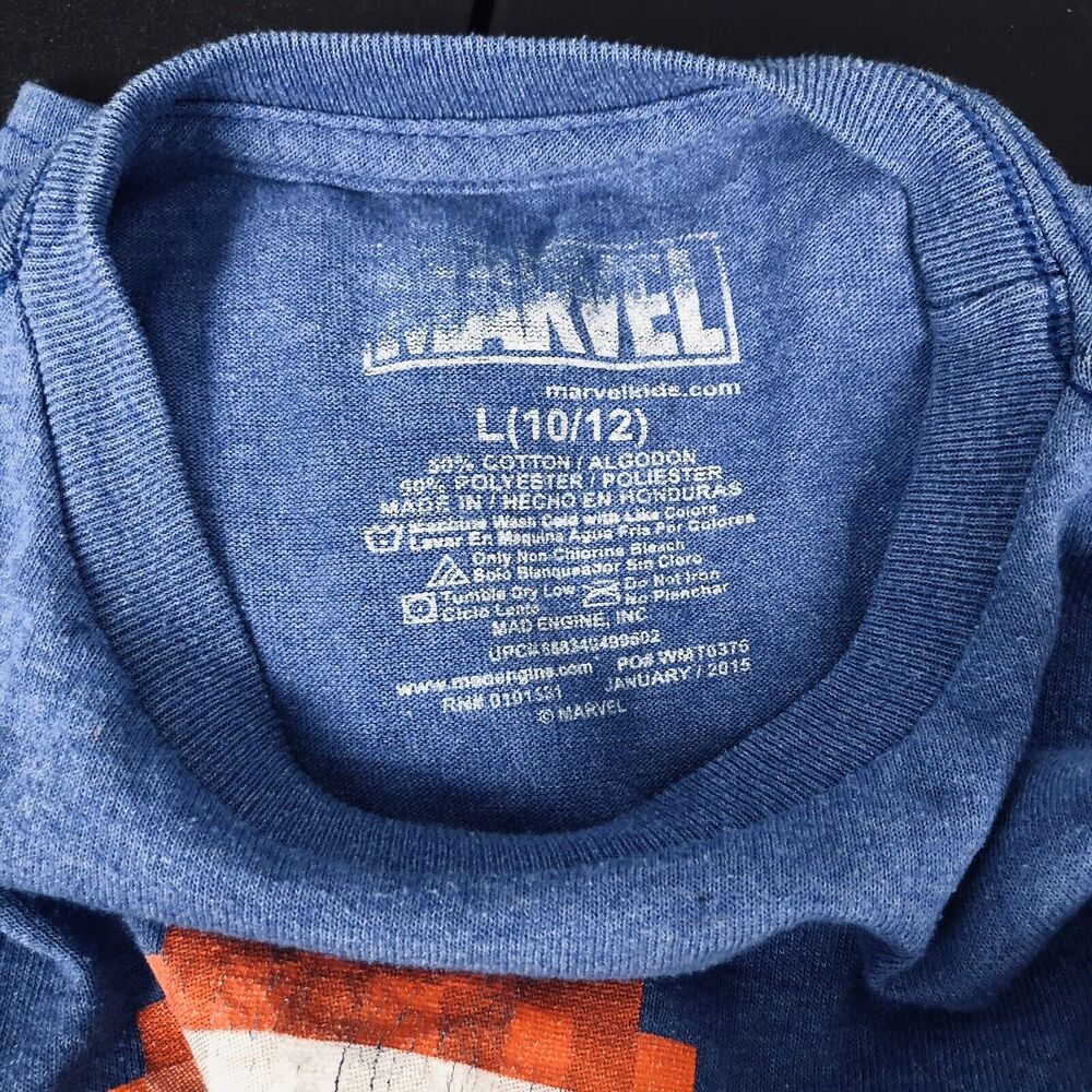 Marvel Captain America - Shield -Boy’s Sz L 10/12 Grey T-Shirt Graphic Tee - Picture 5 of 5